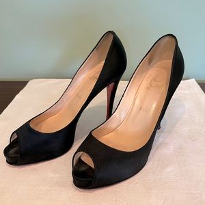 Christian Louboutin black satin open toe (Priveé)